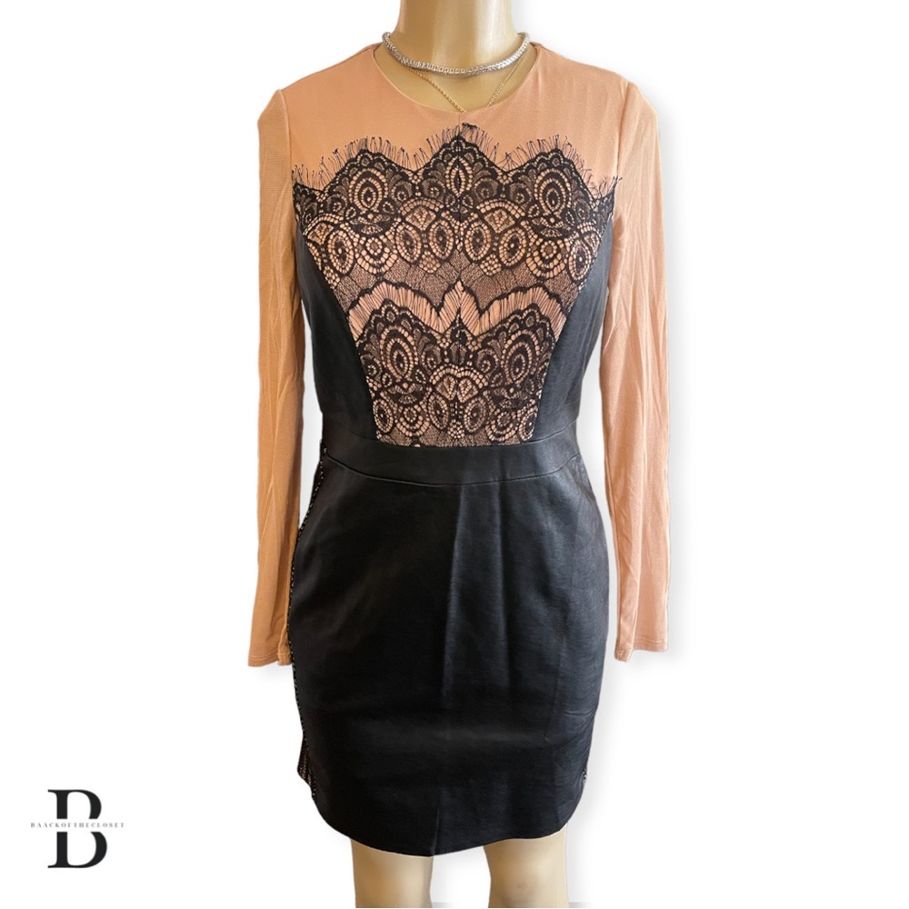Faux leather w/lace dress